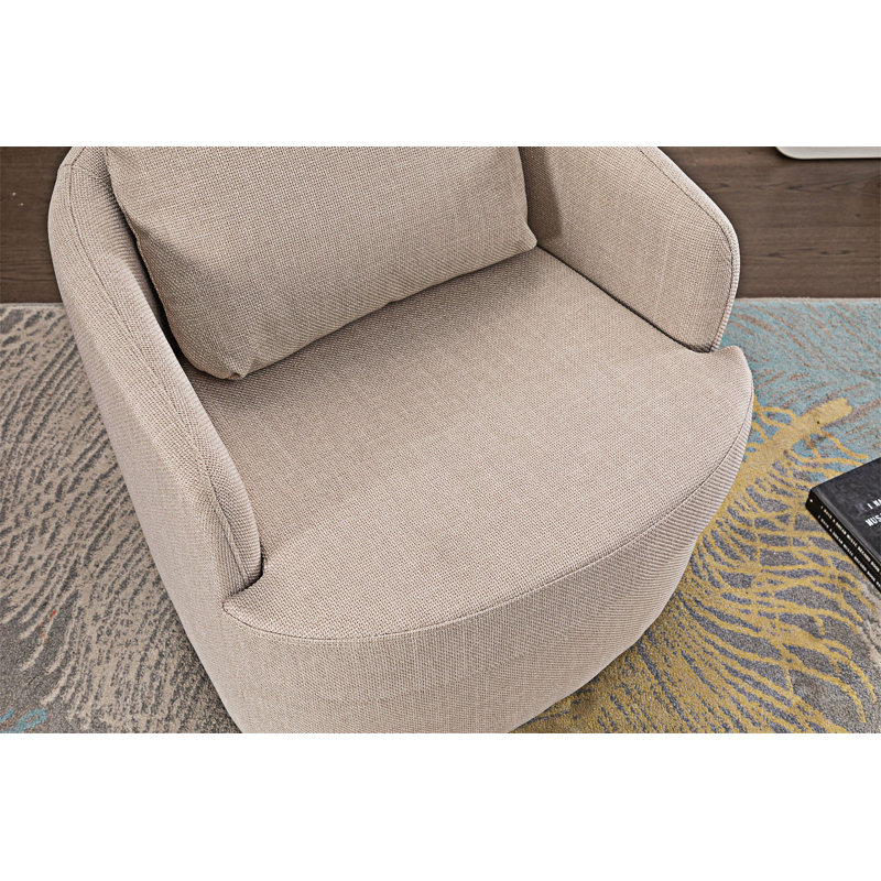 Fauteuil d'appoint pivotant rembourré, Lin beige
