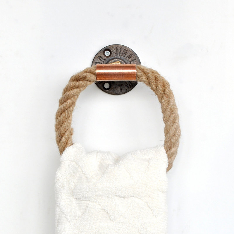 Handmade Rope "The Mariner's Knot" Rustic Towel Holder Ring With Industrial Flange