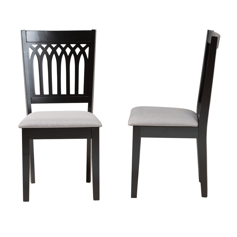 18.9'' H Fabric Upholstered Oak Side Chair, Black, Gray