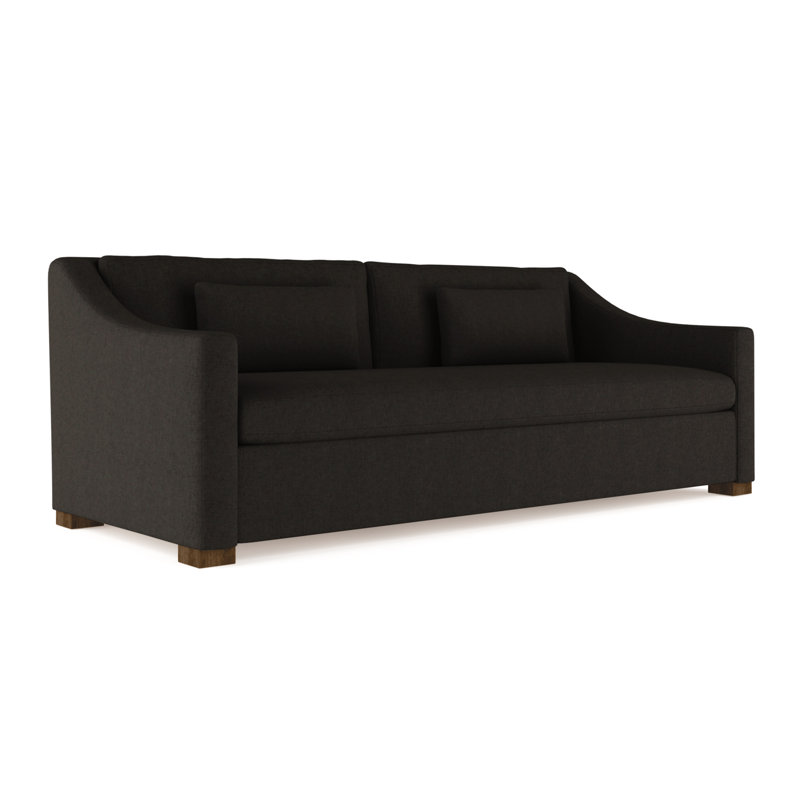 Crosby Slope Arm Sofa, Plush Velvet Chocolate, 32.5" H x 96" W x 43" D, Weathered