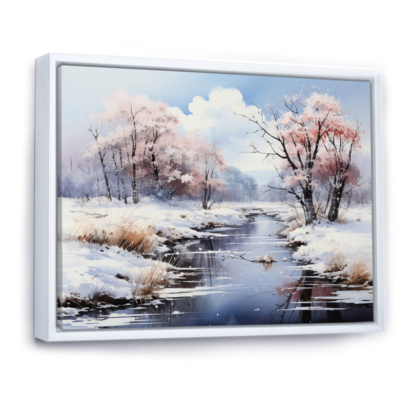 «Snow River Wonderland III», reproduction sur toile, H 30 po x l 40 po x P 1,5 po, Cadre flottant blanc