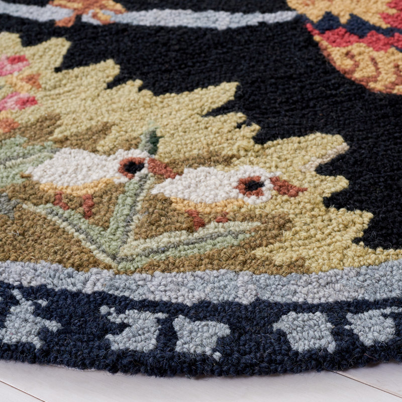 Kinchen Hand Hooked Wool Oriental Rug, Round 3'