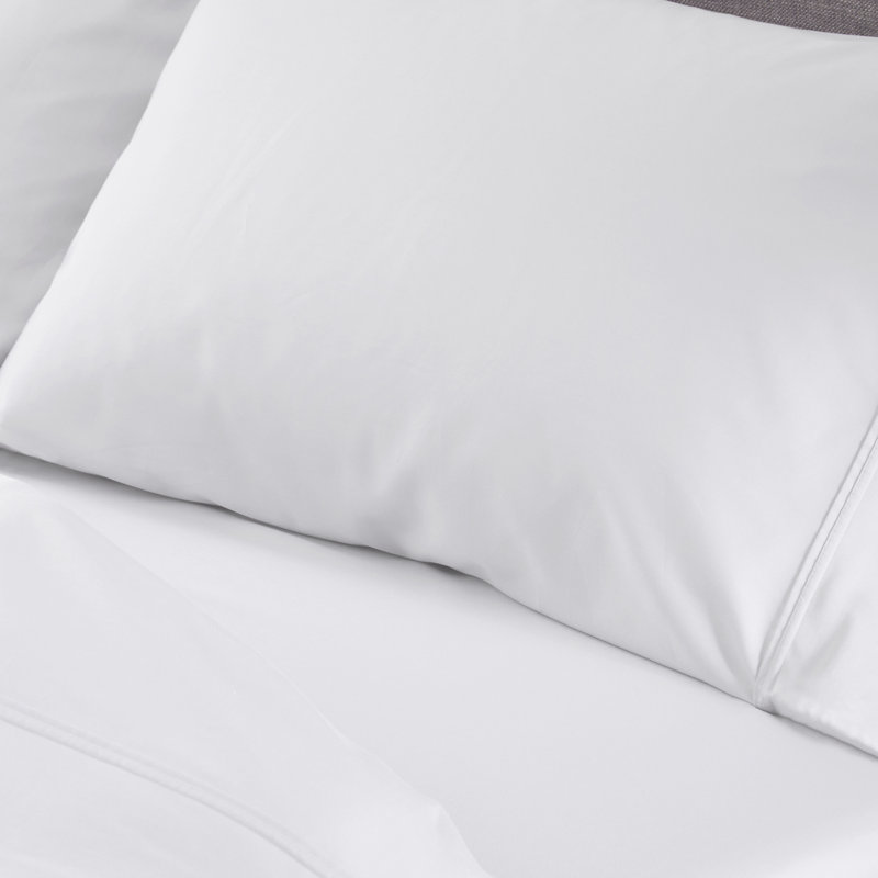 Bright White Twin Cotton Bamboo Sheet Set