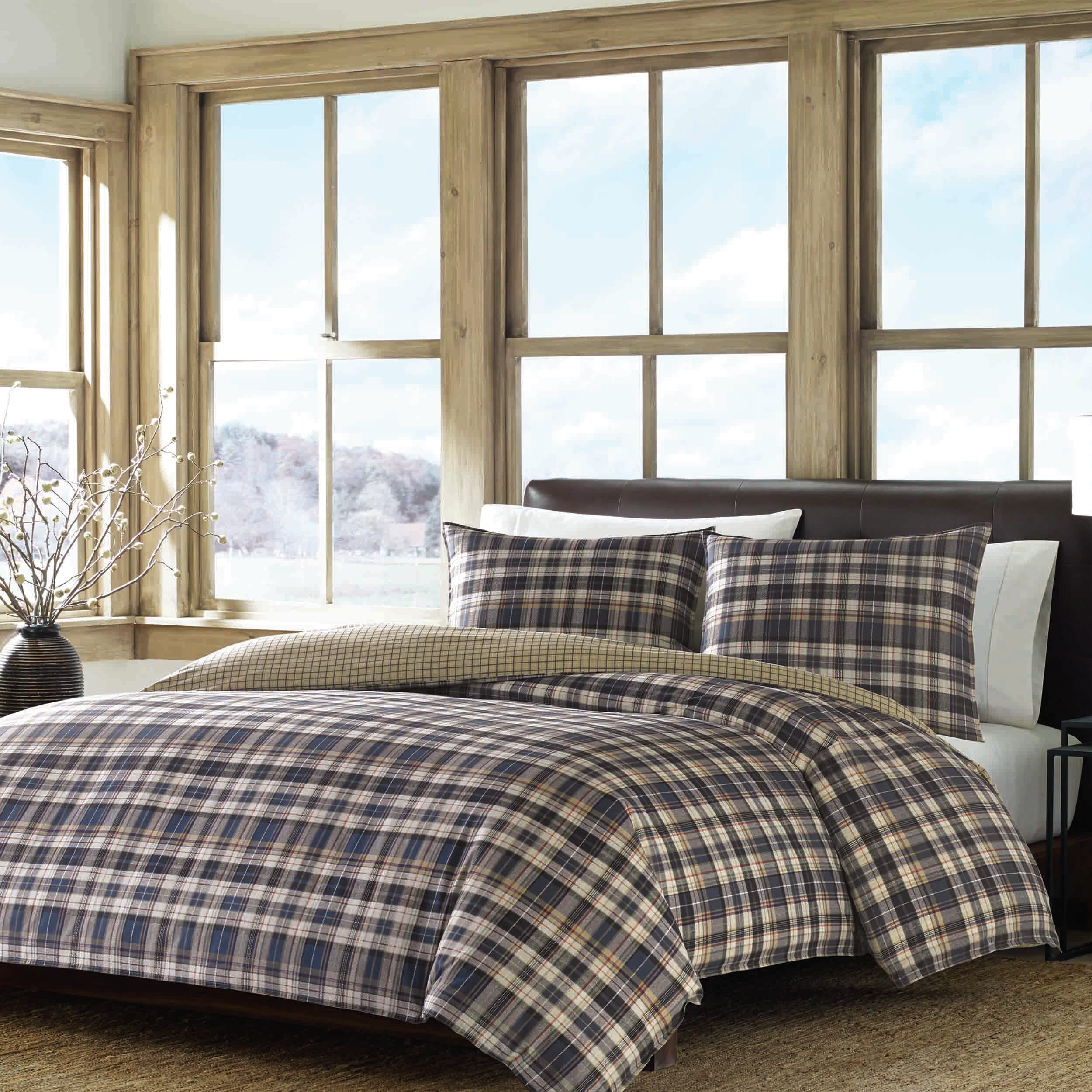 Eddie Bauer Alder Plaid Duvet Cover Set, Charcoal, Twin