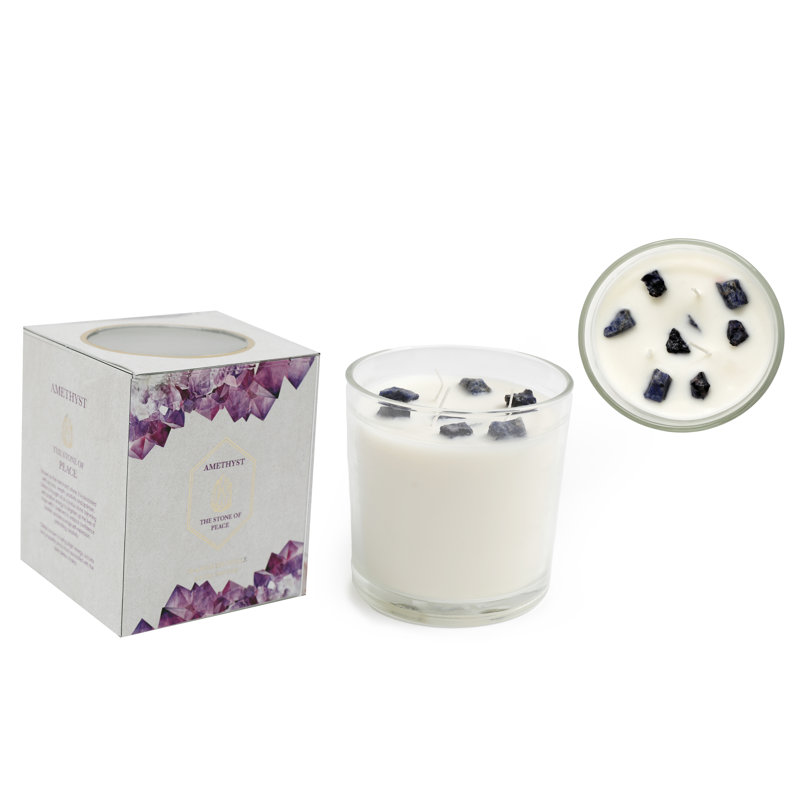 Geko Unscented Jar Candle with Glass Holder, Amethyst