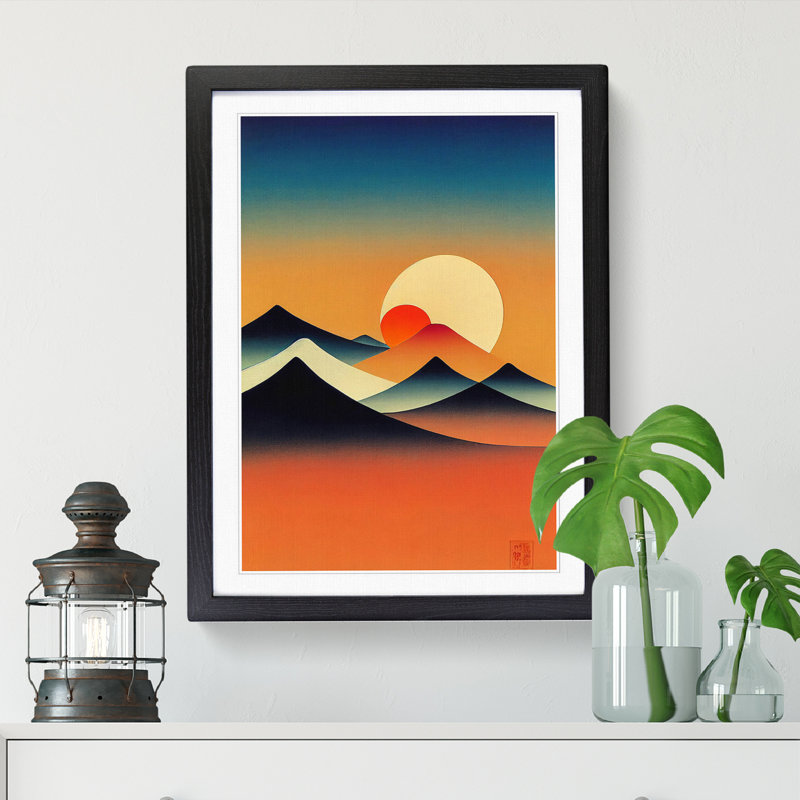 Michaelson Japanese Sunset Suprematism - Picture Frame Print, 34cm H x 25cm W x 2cm D, Black