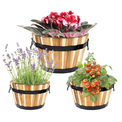 Ensemble de 3 pots de fleurs tonneaux ronds Bostow