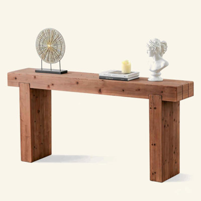 Solid Wood Console Table – Rustic Farmhouse Sofa Table for Entryway, Hallway, or Behind Couch, Narrow Rectangular Design