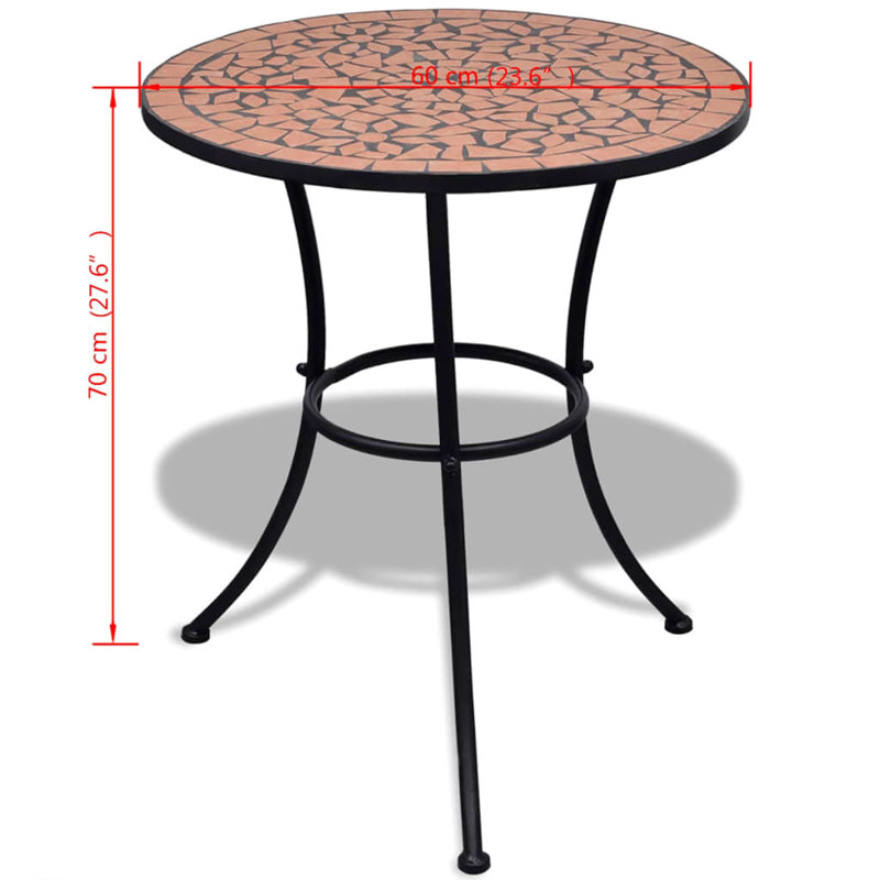 Table de jardin en terre cuite avec cadre en fer thermolaqué et plateau en céramique