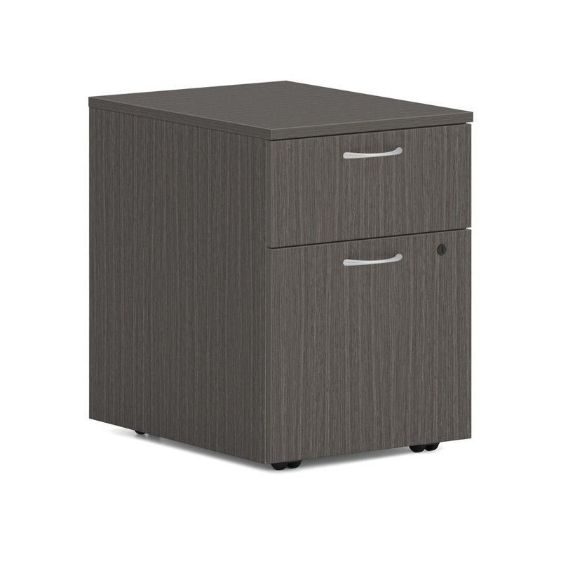 HON MOD Mobile Pedestal, 1 Box / 1 File Drawer, 15"W, Slate Teak, Slate Teak