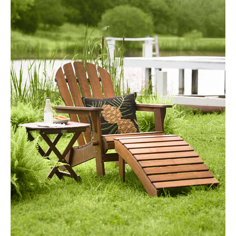 Pedri Folding Wooden Adirondack Style Side Table, Natural Stain