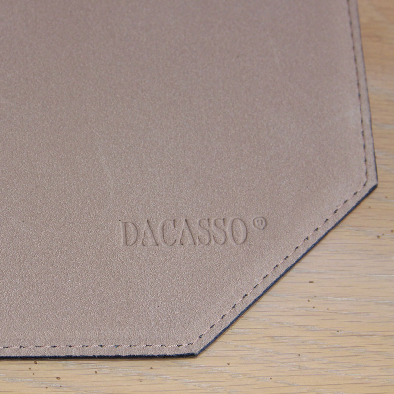 Brown Faux Leather Cut Corner Placemat with White Stitching