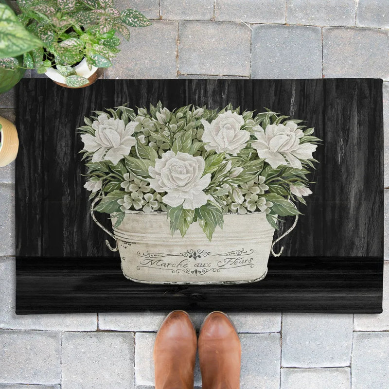 Tapis d'extérieur Moody Farmhouse Roses, L 24 po x L 36 po