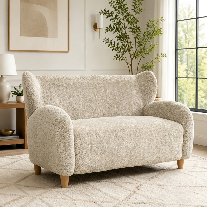 Causeuse en tissu 58 po, Chameau