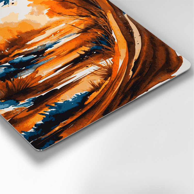 Aquarelle, paysage, art mural brun en métal 70, H 14 po x l 11 po