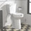 Toilette très haute 21 po | Toilette allongée deux pièces avec chasse d'eau puissante de 1,28 gallon par chasse | Toilette haute pour personnes à mobilité réduite