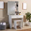 Silender 1 Drawer Dressing Table with Sliding Vanity Mirror and Stool Set-1732527407