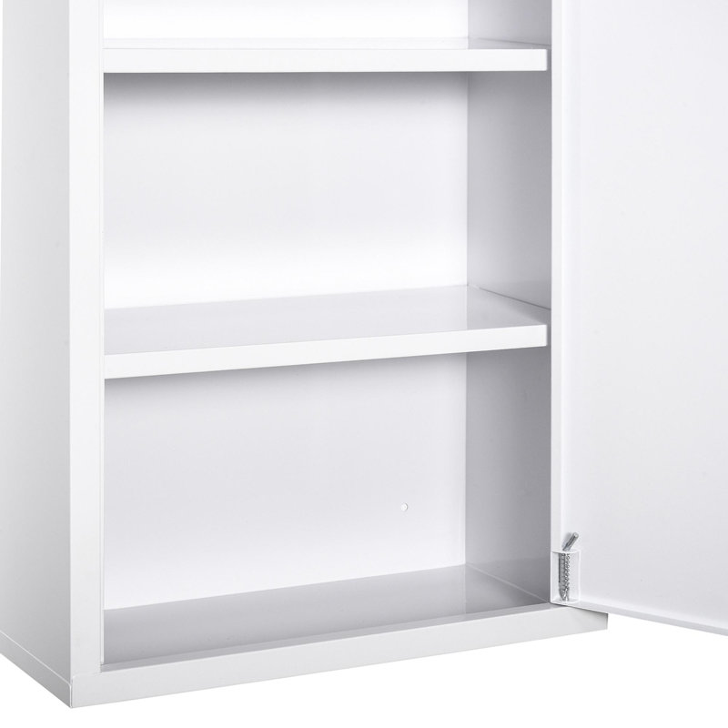 Armoire à pharmacie murale Kleankin à 3 niveaux pour la salle de bain, verrouillable avec 2 clés, blanc