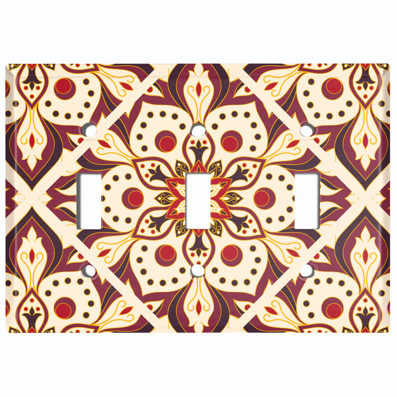 Patterned 3 - Gang Toggle Light Switch Standard Wall Plate
