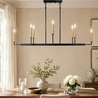 Modern 48" 8-Light Linear Chandelier Pendant for Dining Kitchen