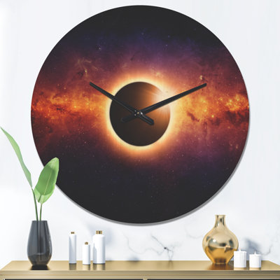 Full Eclipse View - Horloge murale moderne en bois