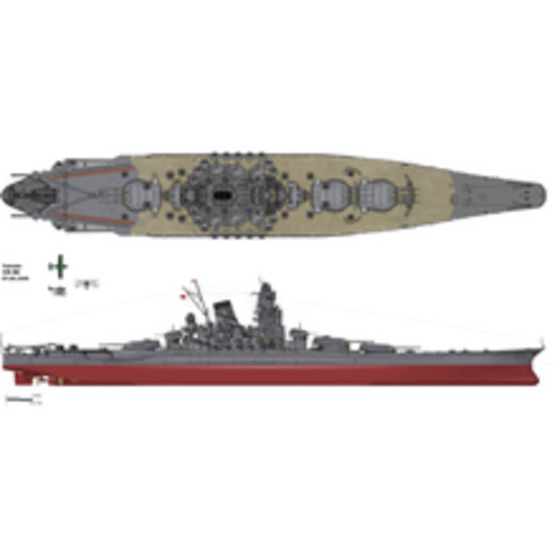Cuirassé japonais Yamato grand, H 10 po x l 30 po x P 5 po