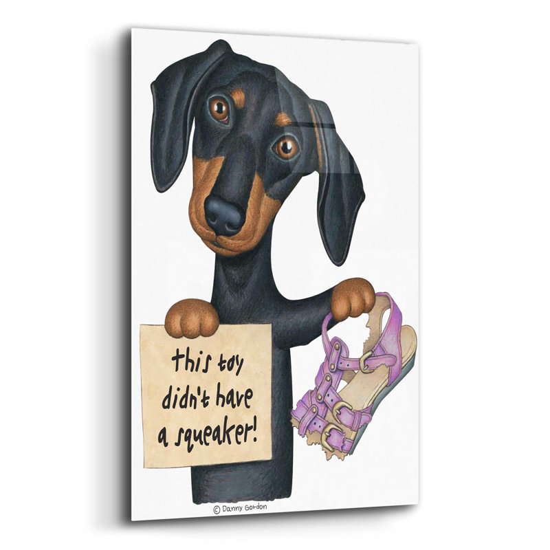 Squeaky Black Dachshund sur plastique / acrylique, H 16 po x l 12 po x P 0,13 po