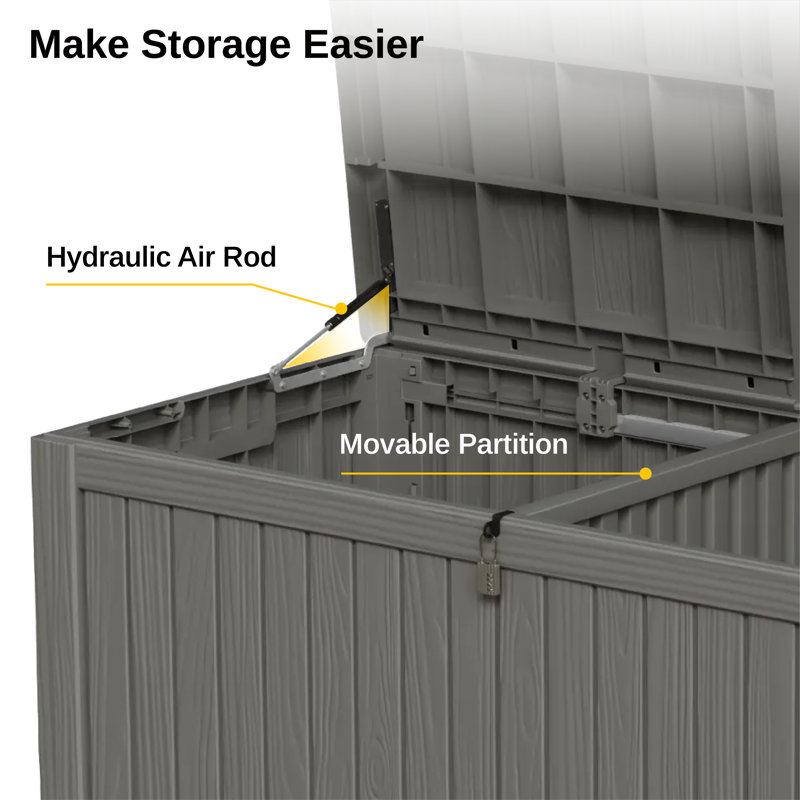 Gray 150 Gallon Lockable Weather-Resistant Plastic Deck Box