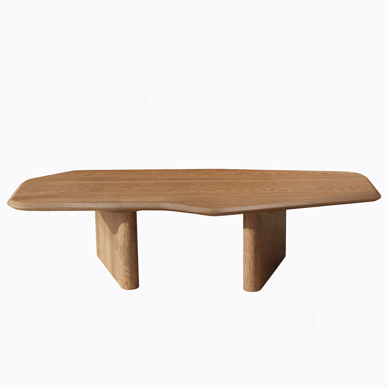 Table basse de 47,2 pouces de forme libre en placage de bois de frêne rustique pour petit salon