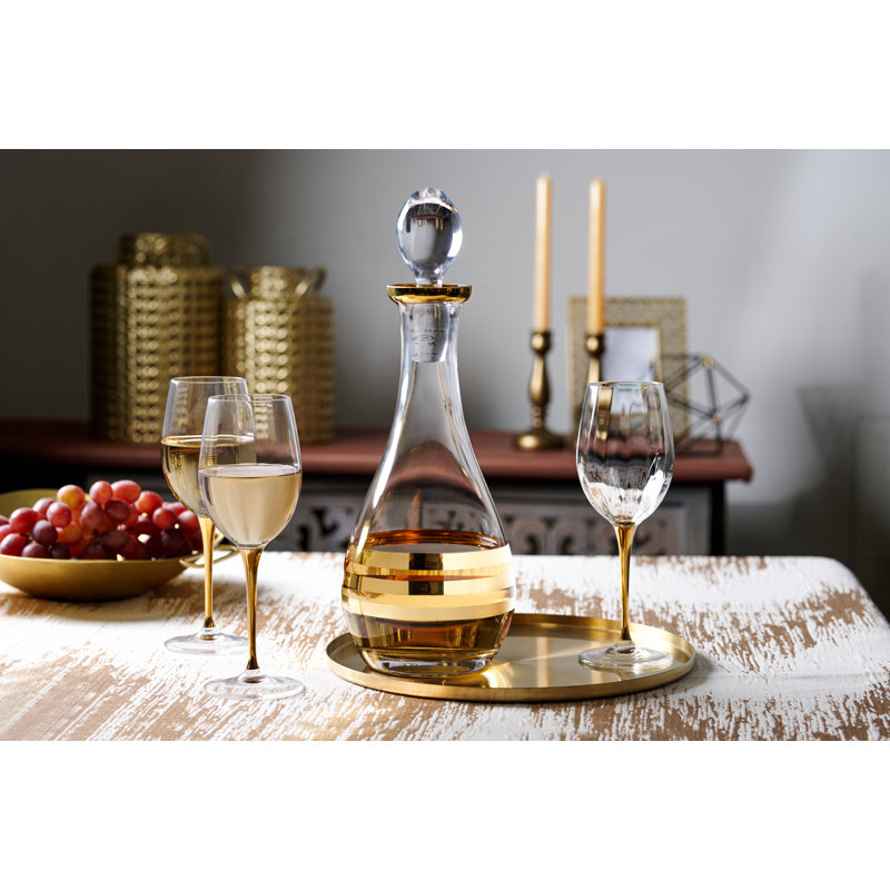 Crystal Red Wine Glass, Clear/Gold