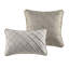 Lit 12 pièces en kaki pour très grand lit, édredon avec or métallique, taies décoratives plissées et drap de lit très grand, or, microfibre-124311636