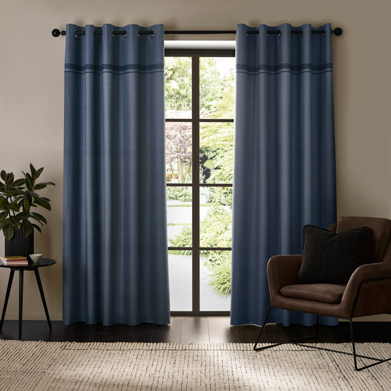 Melville Lined Eyelet Curtains, 229cm Width x 229cm Drop, Blue
