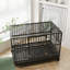 PawHut 48" Heavy Duty Dog Crate Metal Cage Kennel with Lockable Wheels, Double Door and Removable Tray, Grey
