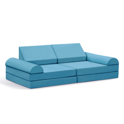 Modular Kids Play Sofa,8-Pieces Convertible Modular Play Sofa Bes for Playroom,Bedroom, Muti-purpose Play Couch for Kids,Navy Blue