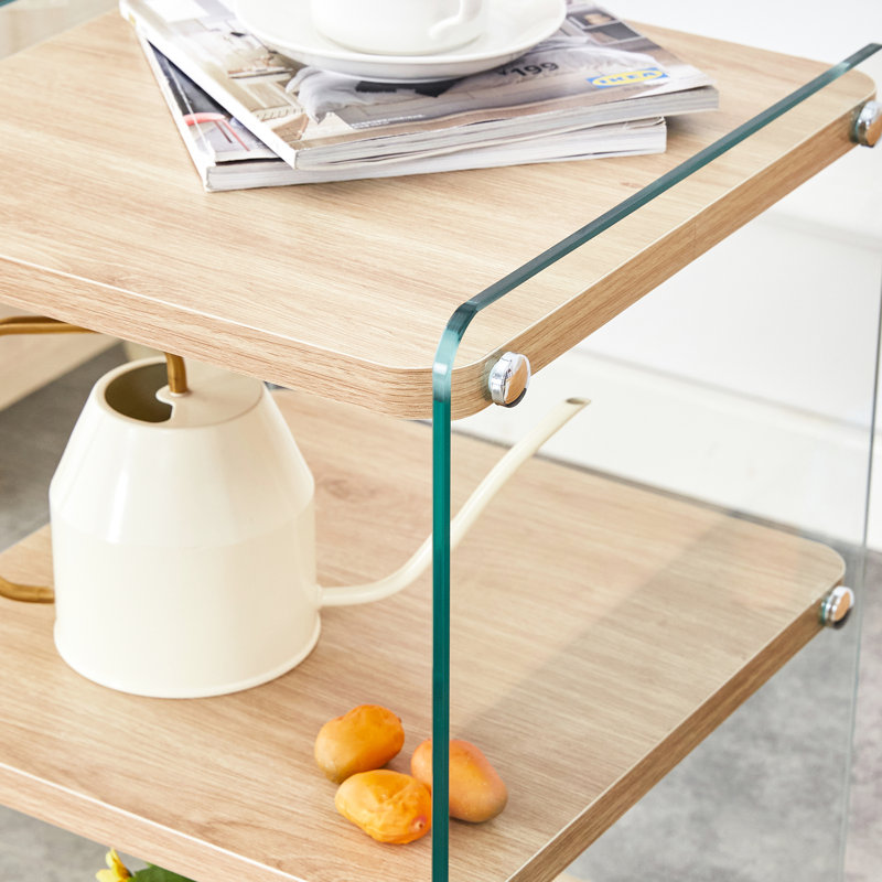 Armoire de chevet avec portes en verre trempé - Vaste espace de rangement pour vos essentiels