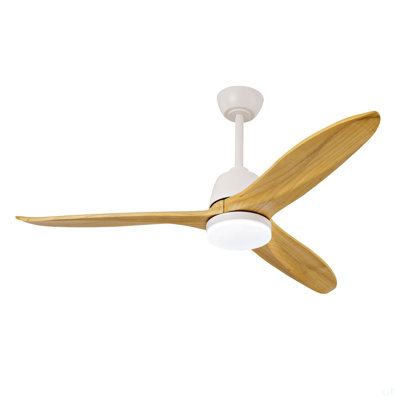 Hot Sales 52 Inch Indoor Gold Ceiling Fan With Dimmable LED Light 3 Solid Wood Blades Remote Control Reversible DC Motor