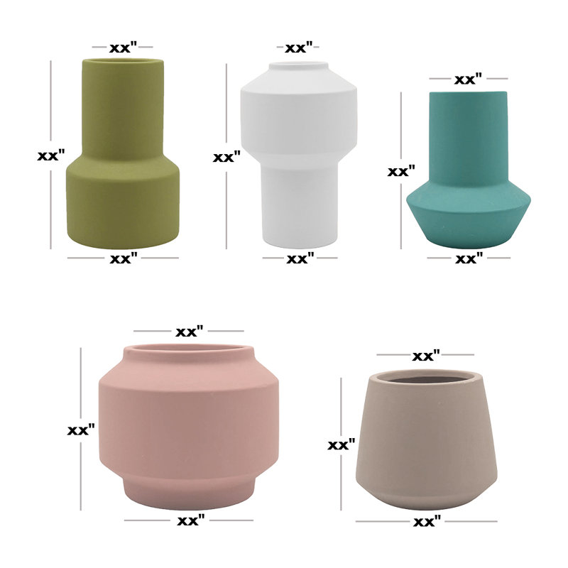 Ensemble de 5 vases en céramique totem en céramique pour décoration intérieure, Multicolore