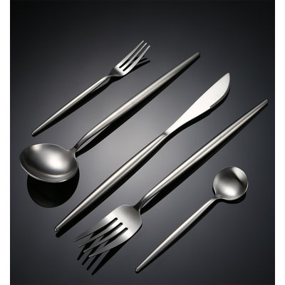 30 Pieces Premium 304 Stainless Steel Cutlery Set - Matte Gold Finish, Heavy Duty Steak Knife, Fork, And Spoon For Restaurants And Hotels
