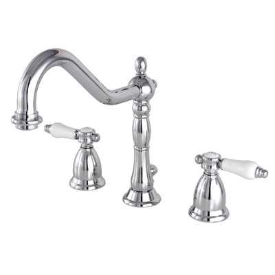 Kingston Brass Bel-Air Two-Handle 3-Hole Deck Mount Widespread Bathroom Faucet with Brass Pop-Up Drain