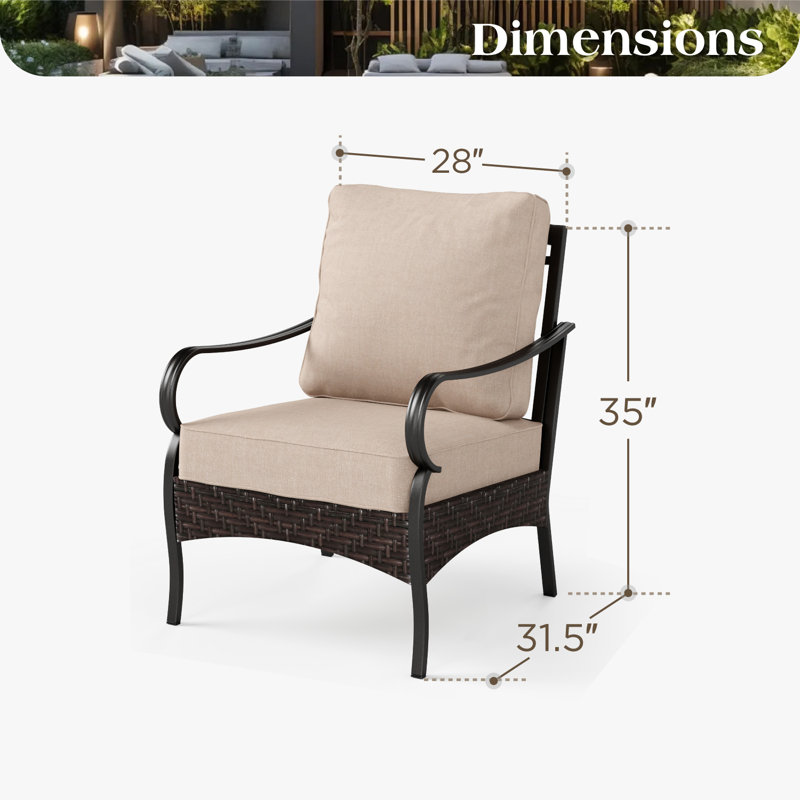Patio Lounge Chairs With Cushions(set Of 2)