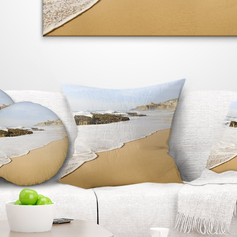 Coussin de seascape magoito beach portugal, 18 po x 18 po, Coussin décoratif