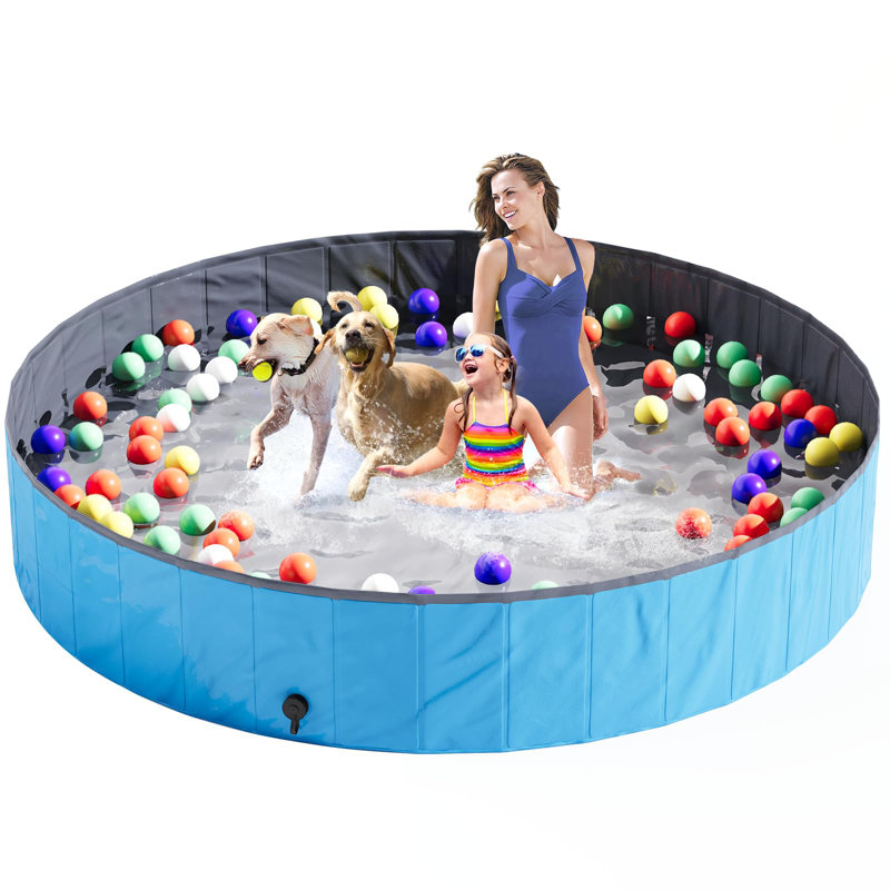 Piscine pliable multi-usages pour chiens et enfants, Bleu
