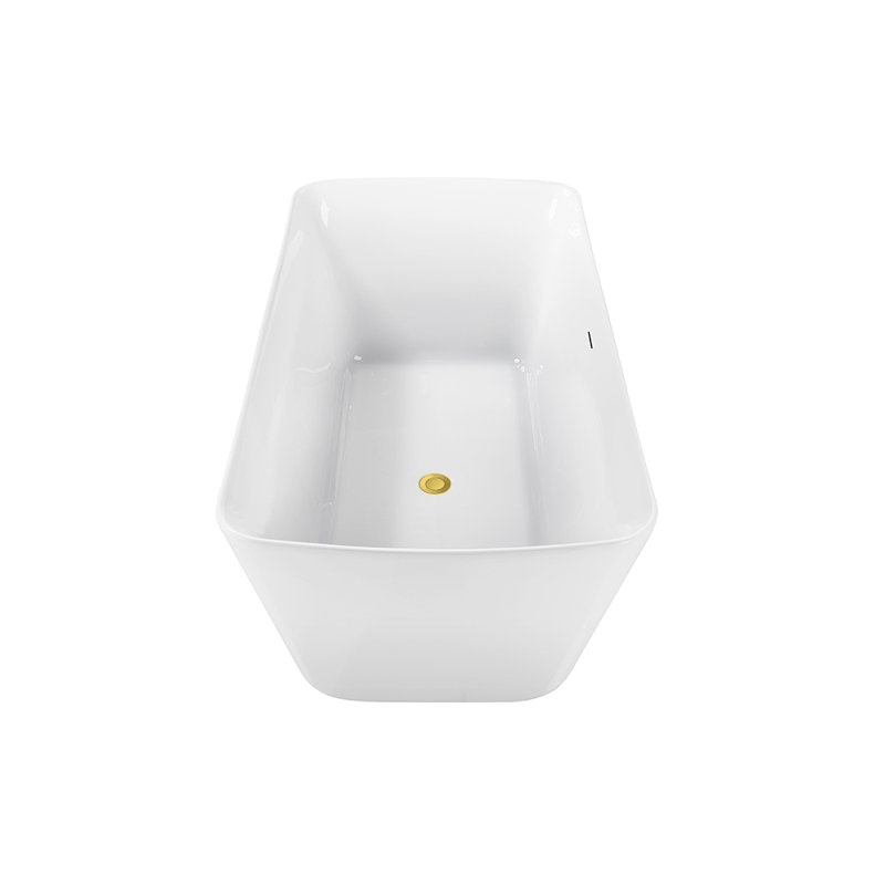 1501.1mm x 718.8mm Freestanding Soaking Acrylic Bathtub, Polished Gold
