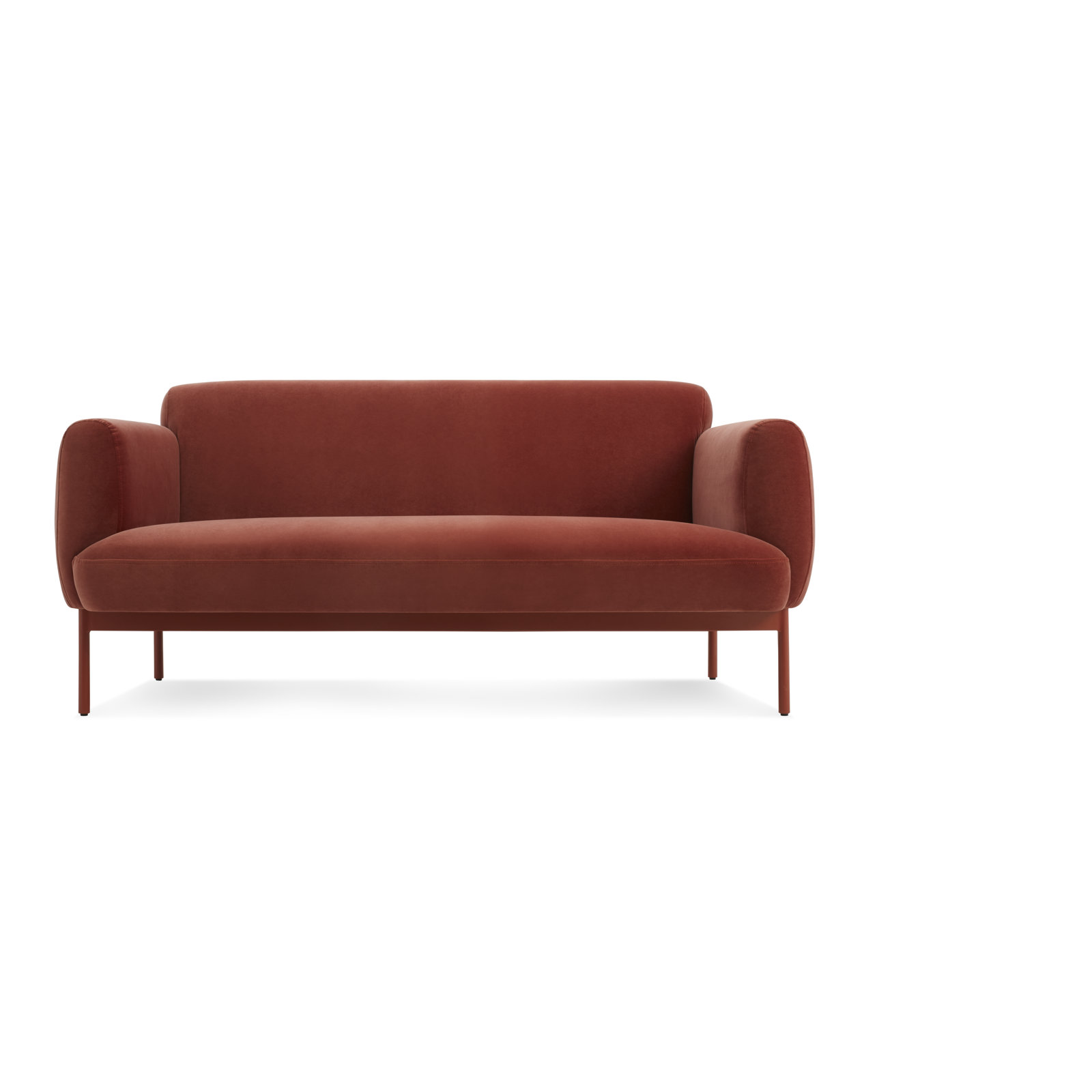 Puff Puff Upholstered Sofa, Tomato Velvet, 31" H x 67" W x 35" D