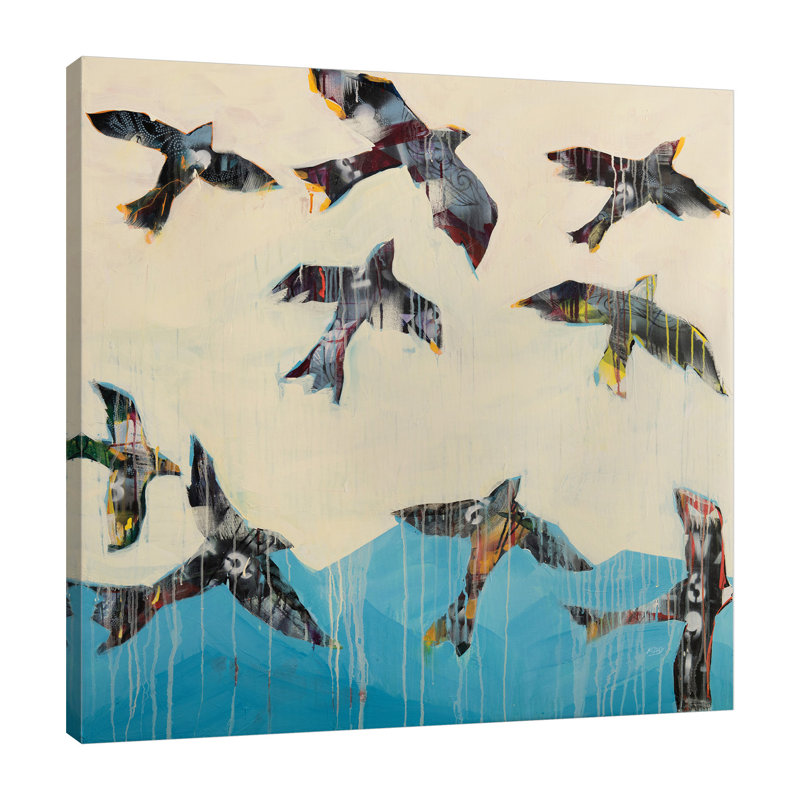 "Ravens Rising", toile tendue par Kellie Day, H 36 po x l 36 po x P 1,5 po