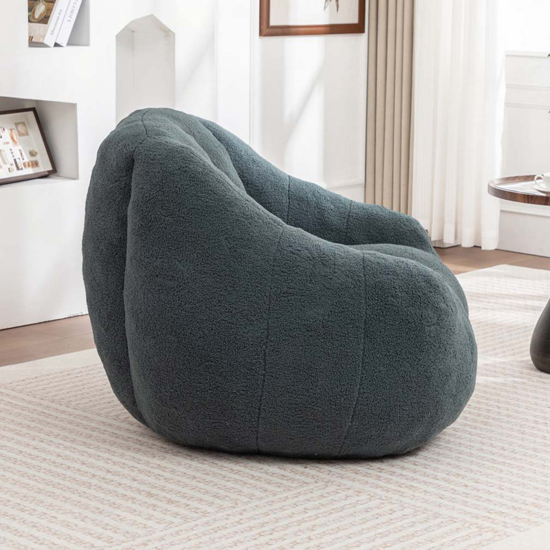 Fauteuil à billes en peluche avec accoudoirs Teddy, Vert