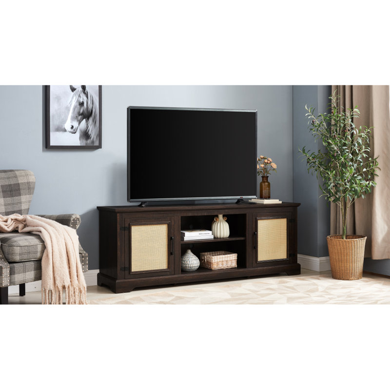Meuble télé Farmhouse Rattan, Espresso