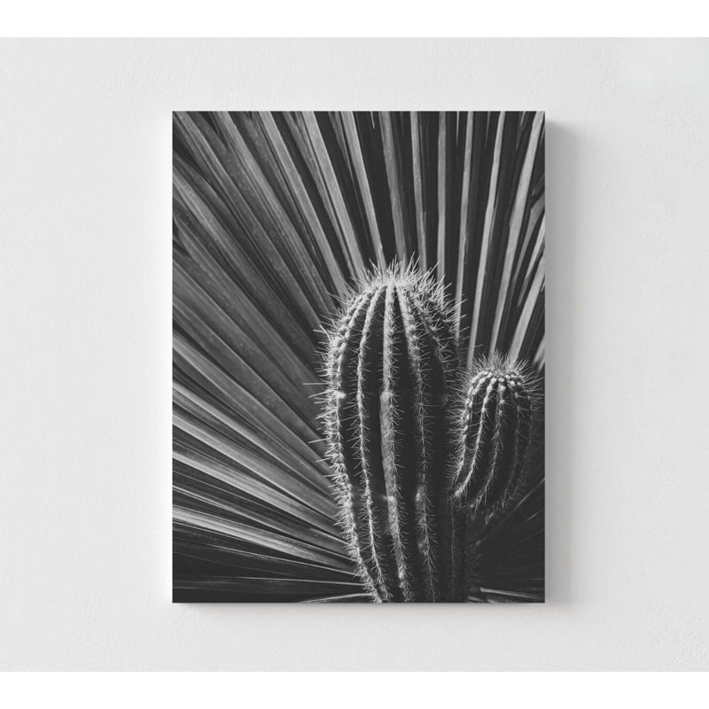 Impression de cactus ombres, noir et blanc minimaliste, H 7 po x l 5 po, Ne s’applique pas, Impression sans cadre