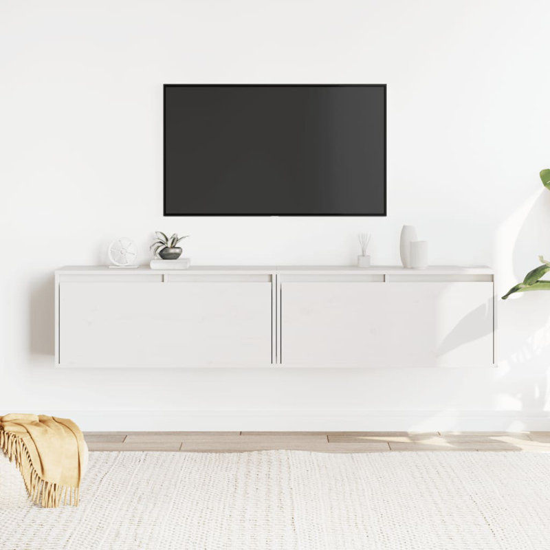 Gesell 35 cm H x 160 cm W Solid Wood Floating Bookcase, 35cm H x 80cm W x 30cm D, White