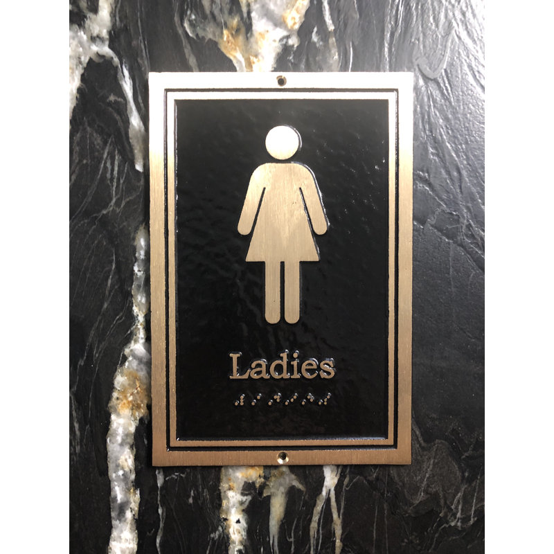 Enseigne à toilettes ladies Contemporary, Noir / or